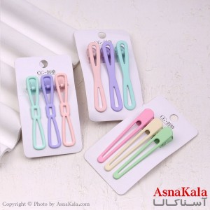 گیره مو زنانه انبری کارتی پینترستی مات رنگی مجموعه 3عددی کد HAIR13447W