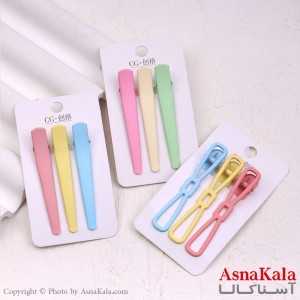 گیره مو زنانه انبری کارتی پینترستی مات رنگی مجموعه 3عددی کد HAIR13448W