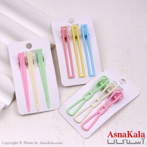 گیره مو زنانه انبری کارتی پینترستی مات رنگی مجموعه 3عددی کد HAIR13449W