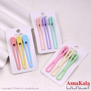 گیره مو زنانه انبری کارتی پینترستی مات رنگی مجموعه 3عددی کد HAIR13450W