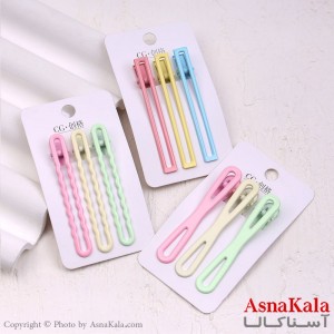 گیره مو زنانه انبری کارتی پینترستی مستطیلی مجموعه 3عددی کد HAIR13455W