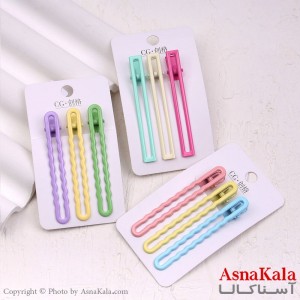 گیره مو زنانه انبری کارتی پینترستی مستطیلی مجموعه 3عددی کد HAIR13457W