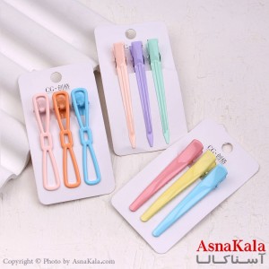 گیره مو زنانه انبری کارتی پینترستی براق مجموعه 3عددی کد HAIR13461W