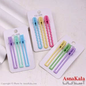 گیره مو زنانه انبری کارتی پینترستی اکلیلی رنگی مجموعه 3عددی کد HAIR13483W