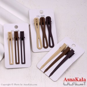 گیره مو زنانه انبری کارتی پینترستی رنگ نود مجموعه 3عددی کد HAIR13484W