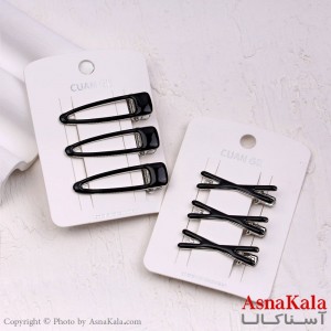 گیره مو زنانه انبری کارتی پینترستی مشکی شفاف مجموعه 3عددی کد HAIR13496W
