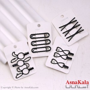 گیره مو زنانه انبری کارتی پینترستی مشکی شفاف مجموعه 3عددی کد HAIR13497W