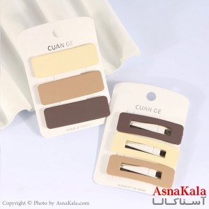 گیره مو تق تقی کارتی رنگ نود مجموعه 3عددی جنس خارجی کد HAIR13500W