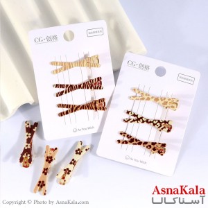 گیره مو زنانه انبری کارتی پینترستی ضبدر طرحدار مجموعه 3عددی کد HAIR13508W