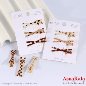 گیره مو زنانه انبری کارتی پینترستی ضبدر طرحدار مجموعه 3عددی کد HAIR13509W