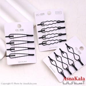 پنس مو زنانه کارتی پینترستی مشکی مجموعه 3عددی کد HAIR13536W