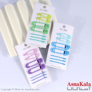گیره و پنس و تق تقی مو ترکیبی رنگی مجموعه 7عددی  کد HAIR13545W