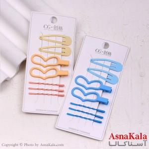 گیره و پنس و تق تقی مو ترکیبی رنگی مجموعه 7عددی  کد HAIR13551W