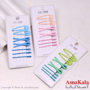 گیره و پنس و تق تقی مو  رنگی مجموعه 7عددی  کد HAIR13555W