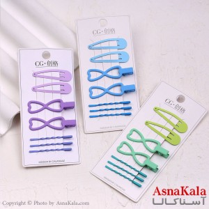 گیره و پنس و تق تقی مو  رنگی مجموعه 7عددی کد HAIR13559W