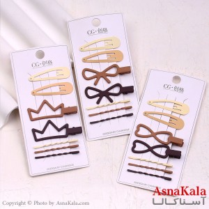 گیره و پنس و تق تقی مو ترکیبی رنگ نود مجموعه 7عددی  کد HAIR13564W