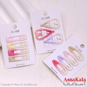 گیره مو تق تقی کارتی مدل آبرنگی براق کد HAIR13577W