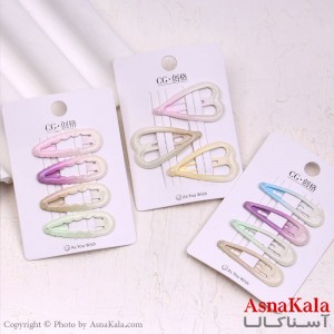 گیره مو تق تقی کارتی مدل آبرنگی براق کد HAIR13579W