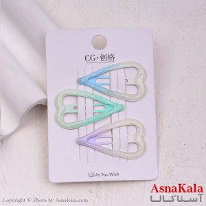 گیره مو تق تقی کارتی مدل آبرنگی قلبی کد HAIR13580W