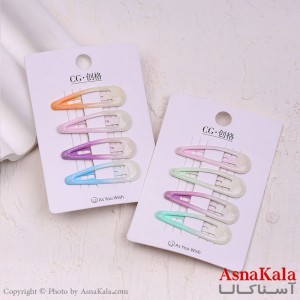 گیره مو تق تقی کارتی مدل آبرنگی براق کدHAIR13581W