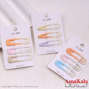 گیره مو تق تقی کارتی مدل آبرنگی براق مجموعه 3عددی کد HAIR13587W