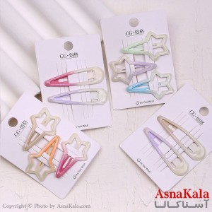 گیره مو تق تقی کارتی مدل آبرنگی براق پینترستی کد HAIR13594W