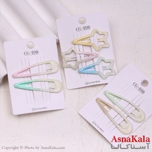 گیره مو تق تقی کارتی مدل آبرنگی براق پینترستی کد HAIR13595W