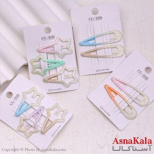 گیره مو تق تقی کارتی مدل آبرنگی براق پینترستی کد HAIR13596W