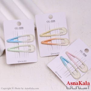 گیره مو تق تقی کارتی مدل آبرنگی براق پینترستی مجموعه 2عددی کد HAIR13597W