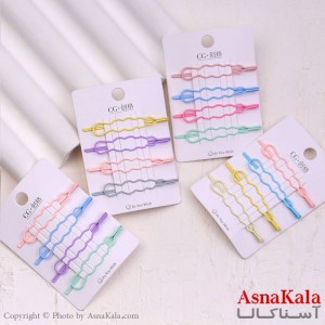 پنس مو زنانه کارتی پینترستی رنگی مجموعه 4عددی کد HAIR13598W