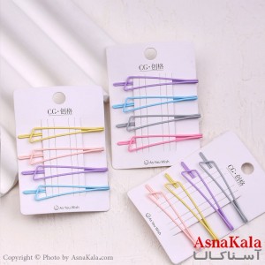 پنس مو زنانه کارتی پینترستی رنگی مجموعه 4عددی کد HAIR13599W