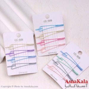 پنس مو زنانه کارتی پینترستی رنگی مجموعه 4عددی کد HAIR13600W