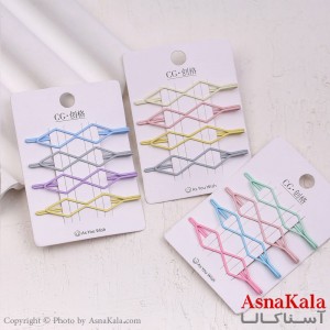 پنس مو زنانه کارتی پینترستی رنگی مجموعه 4عددی کد HAIR13602W