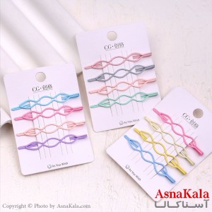 پنس مو زنانه کارتی پینترستی رنگی مجموعه 4عددی کد HAIR13603W