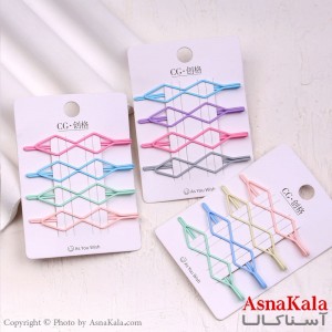 پنس مو زنانه کارتی پینترستی رنگی مجموعه 4عددی کد HAIR13604W