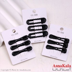گیره مو زنانه انبری کارتی پینترستی مشکی براق مجموعه 3عددی کد HAIR13608W