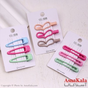 گیره مو زنانه انبری کارتی پینترستی براق رنگی مجموعه 3عددی کد HAIR13629W