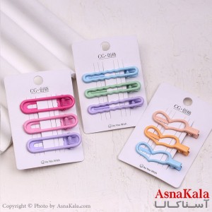 گیره مو زنانه انبری کارتی پینترستی براق مجموعه 3عددی کد HAIR13632W