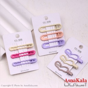 گیره مو زنانه انبری کارتی پینترستی براق مجموعه 3عددی کد HAIR13634W