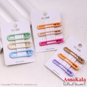 گیره مو زنانه انبری کارتی پینترستی براق مستطیل مجموعه 3عددی کد HAIR13637W