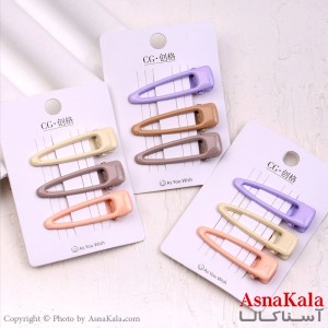 گیره مو زنانه انبری کارتی پینترستی براق بادومی مجموعه 3عددی کد HAIR13640W