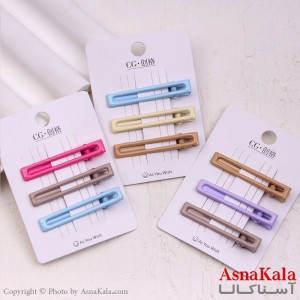 گیره مو زنانه انبری کارتی پینترستی براق مستطیل مجموعه 3عددی کد HAIR13641W