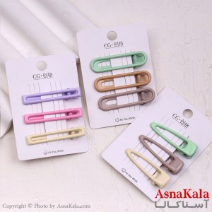 گیره مو زنانه انبری کارتی پینترستی براق مجموعه 3عددی کد HAIR13642W