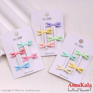 گیره مو زنانه انبری کارتی مینی پینترستی رنگی x مجموعه4عددی کد HAIR13643W