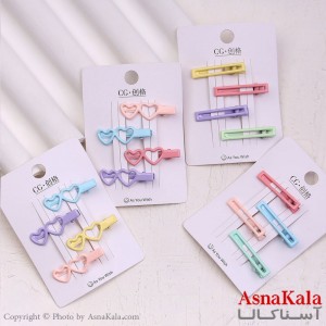 گیره مو زنانه انبری کارتی مینی پینترستی رنگی مجموعه 4عددی کد HAIR13645W