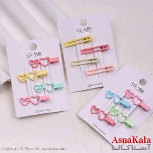 گیره مو زنانه انبری کارتی مینی پینترستی رنگی مجموعه4عددی کد HAIR13647W