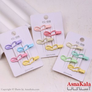 گیره مو زنانه انبری کارتی مینی پینترستی قلبی مجموعه4عددی کد HAIR13655W