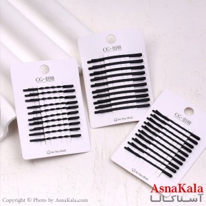 پنس مو زنانه کارتی پینترستی خطی مشکی مجموعه 10عددی کد HAIR13661W