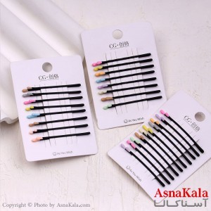 پنس مو زنانه کارتی پینترستی خطی مشکی مجموعه 10عددی کد HAIR13663W