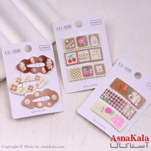 گیره مو تق تقی کارتی مدل خرسی پینترستی رنگ نود مجموعه 3عددی کد HAIR13671W